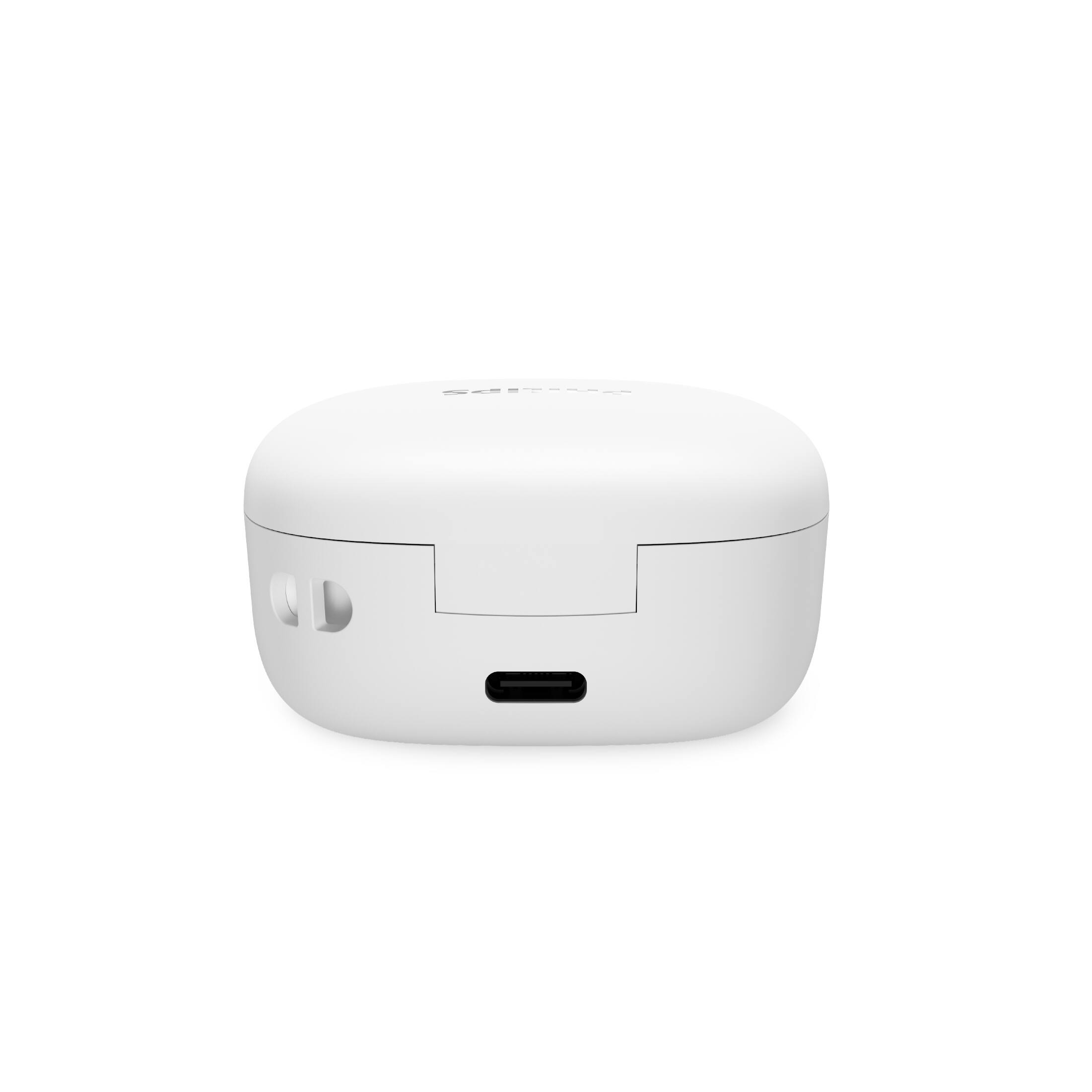 Alt View 3. Philips - TAT2200 True Wireless Bluetooth Earbuds with Active Noise Canceling, 4-Mic Technology, 36H Playtime - White.