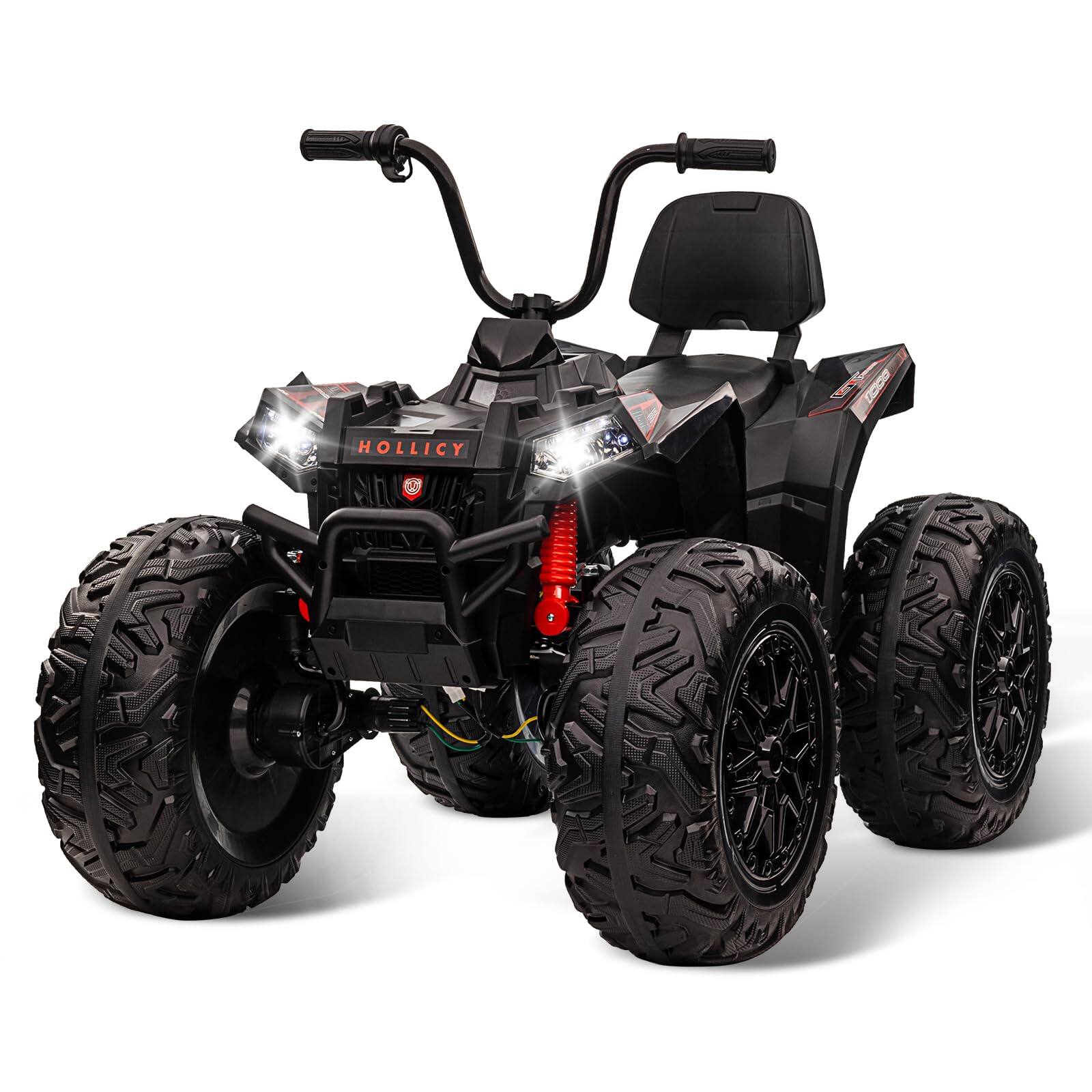 Front. Qeetex - 24V 4WD Kids Ride On Quad, 4x80W Motors, 7AHx2 Battery, Accelerator Handle, EVA Tires, Bluetooth Music.