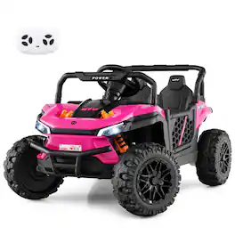 Costway - 12V Kids Ride on Truck with Parental Remote 3 Speeds & Reverse Forward Function - Pink