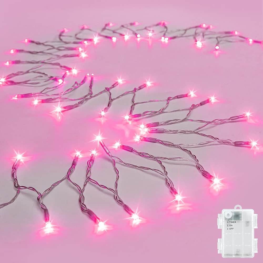 THIRSTY TURTLE - 9.8FT 30LED Pink Fairy Lights, Battery-Operated, Waterproof, Timer