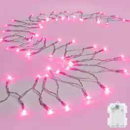 THIRSTY TURTLE - 9.8FT 30LED Pink Fairy Lights, Battery-Operated, Waterproof, Timer