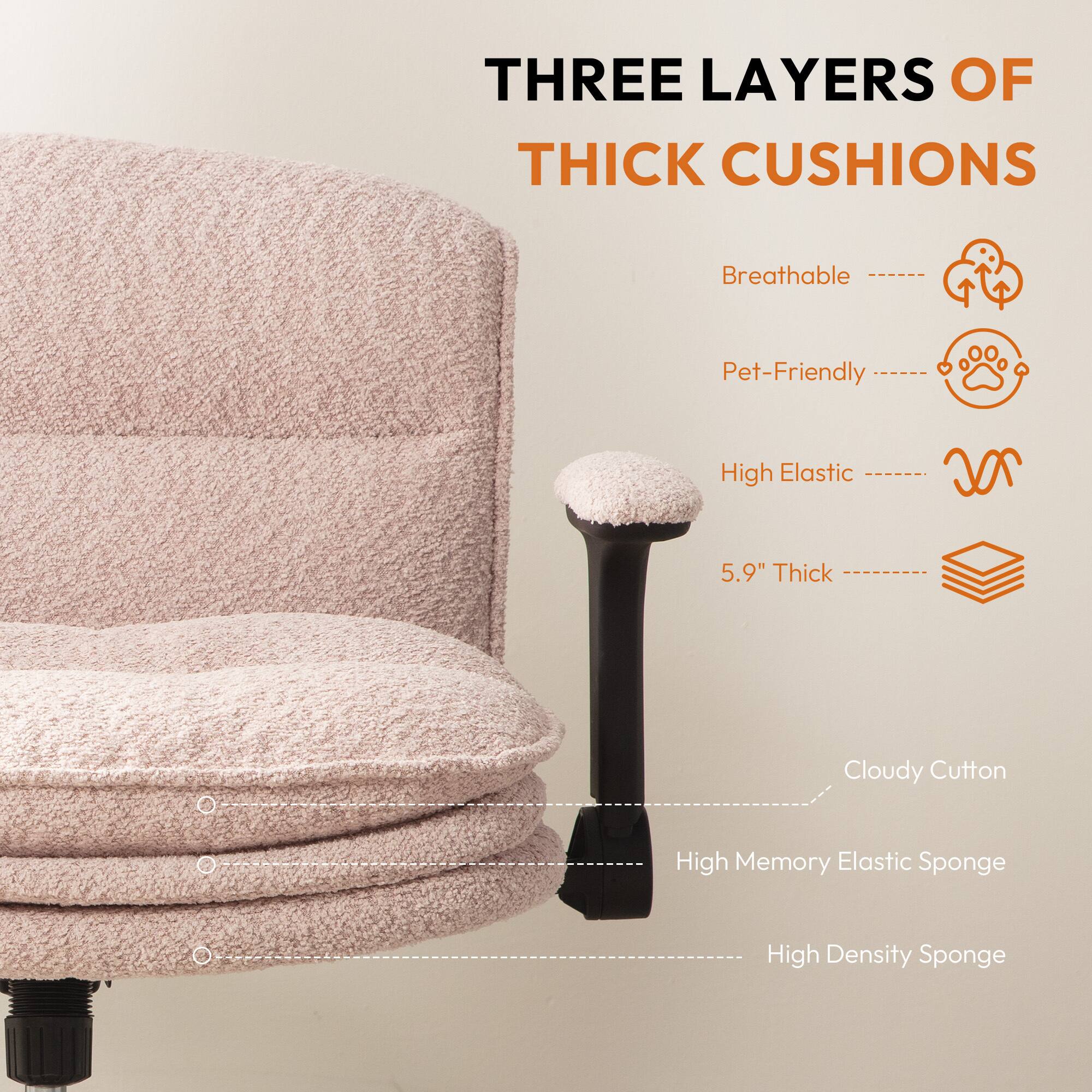 THREE LAYERS OF THICK CUSHIONS

Breathable
Pet-Friendly
High Elastic
5.9" Thick

Cloudy Cotton
High Memory Elastic Sponge
High Density Sponge