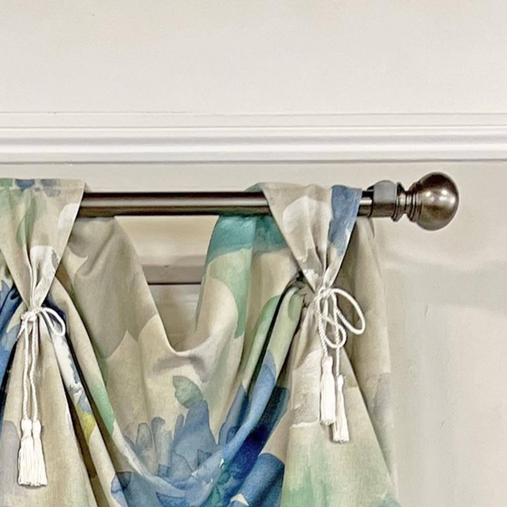 Left. RLF Home - RLF Home Linen Floral 3-Scoop Victory Swag Natural 4 Tabs 64" x 26" For windows up to 60"W - Natural.