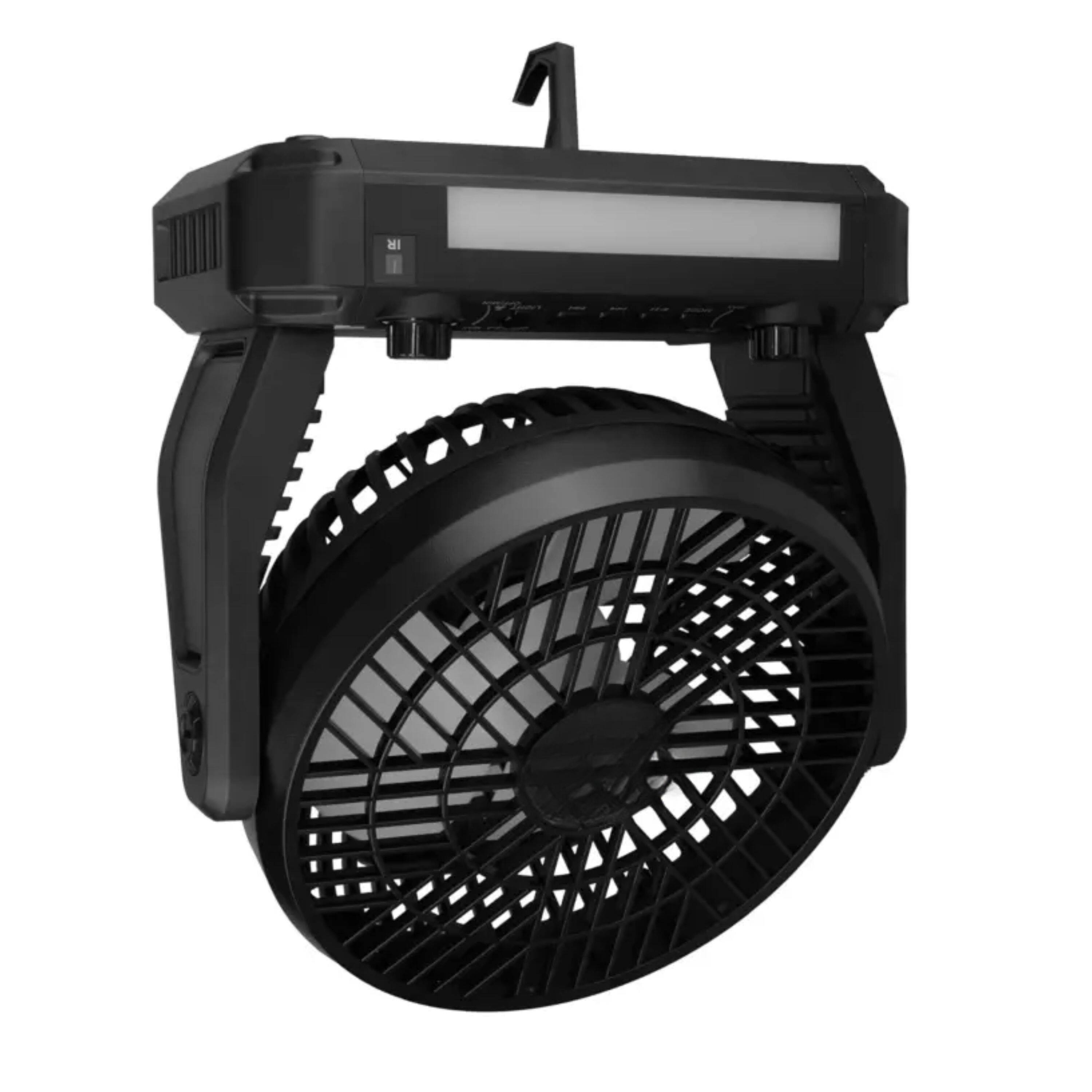 Angle. Kitcheniva - Solar-Powered BT Speaker With FM Radio, LED Flashlight And Fan - Black.