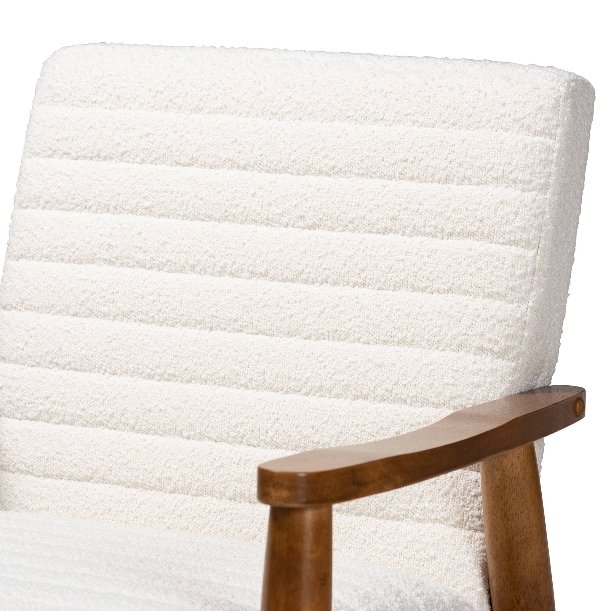 Alt View 1. Baxton Studio - Stratton Mid-Century Modern Boucle Fabric and Walnut Finished Wood Armchair - Cream/Walnut Brown.