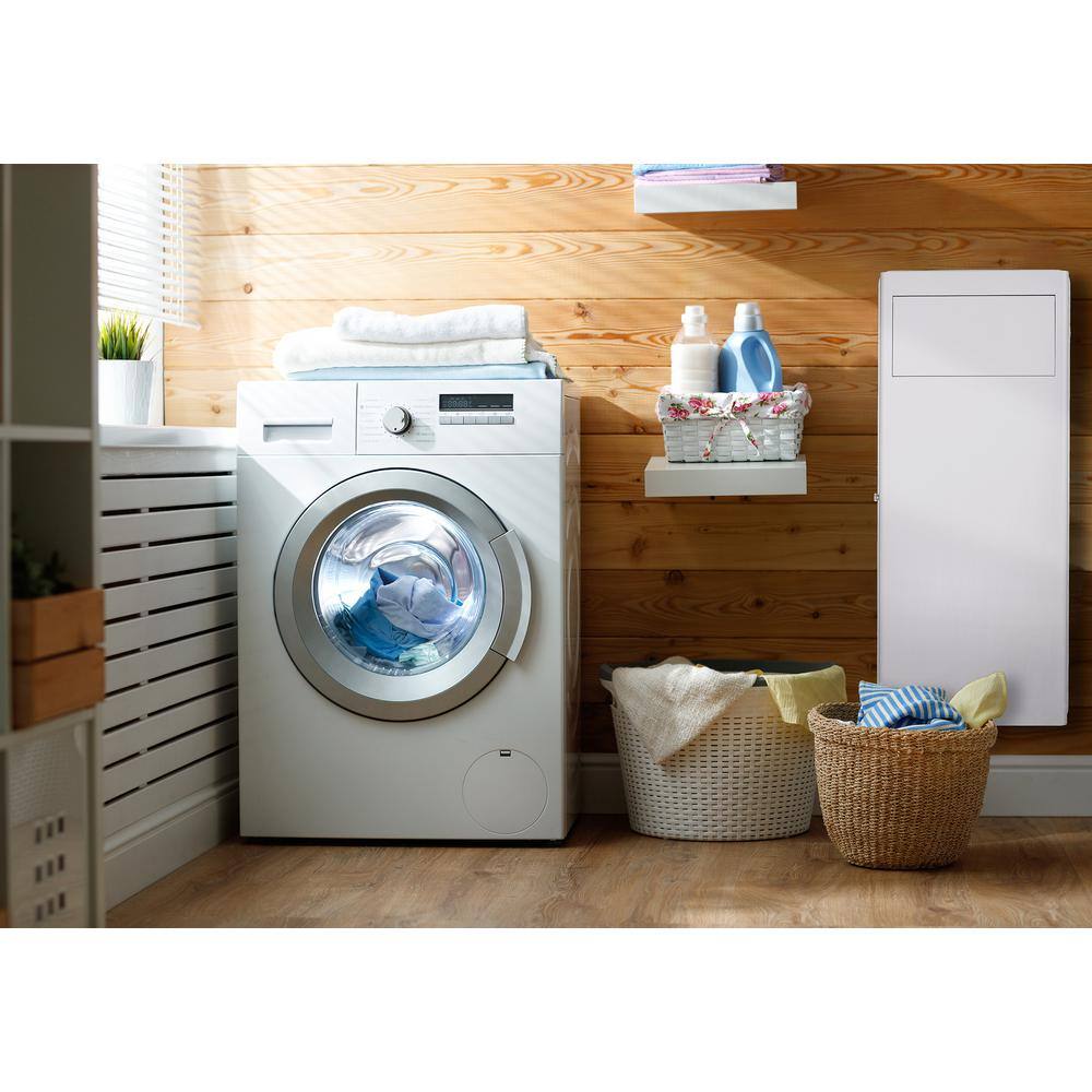 Back. AdirHome - Laundry Hamper Cabinet, Steel, Recessed Wall-Mount Laundry Hamper - White.