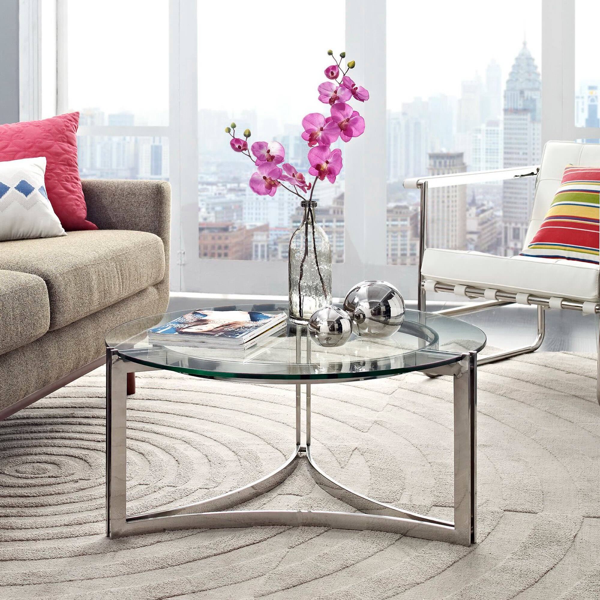 Front. Modway - Signet Stainless Steel Coffee Table by Modway - Silver.