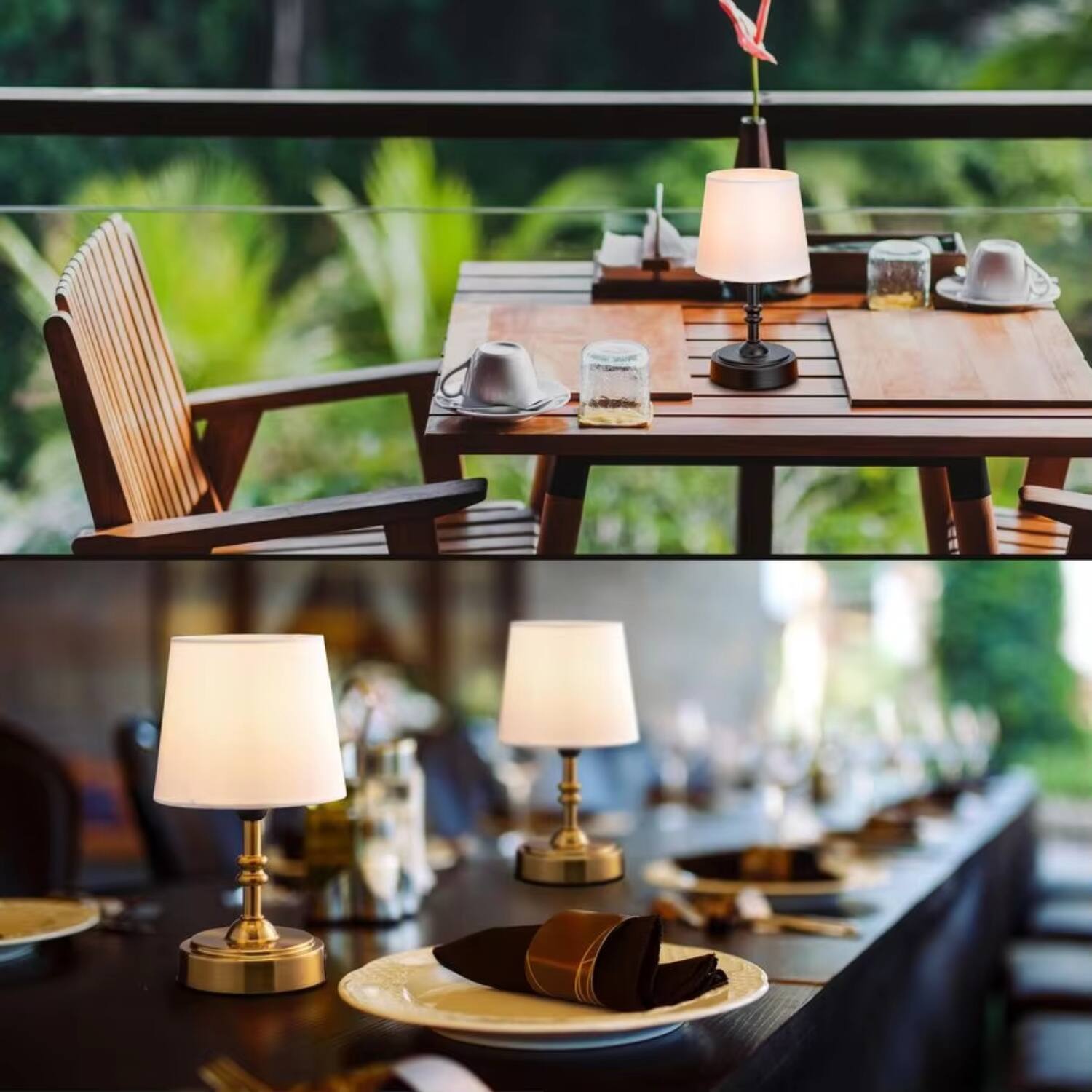 Alt View 1. Luckbyte - Cordless LED Table Lamp with Dimmer,Rechargeable Battery,3 Brightness Levels,Portable Bedside Patio Desk Lamp - Gold.