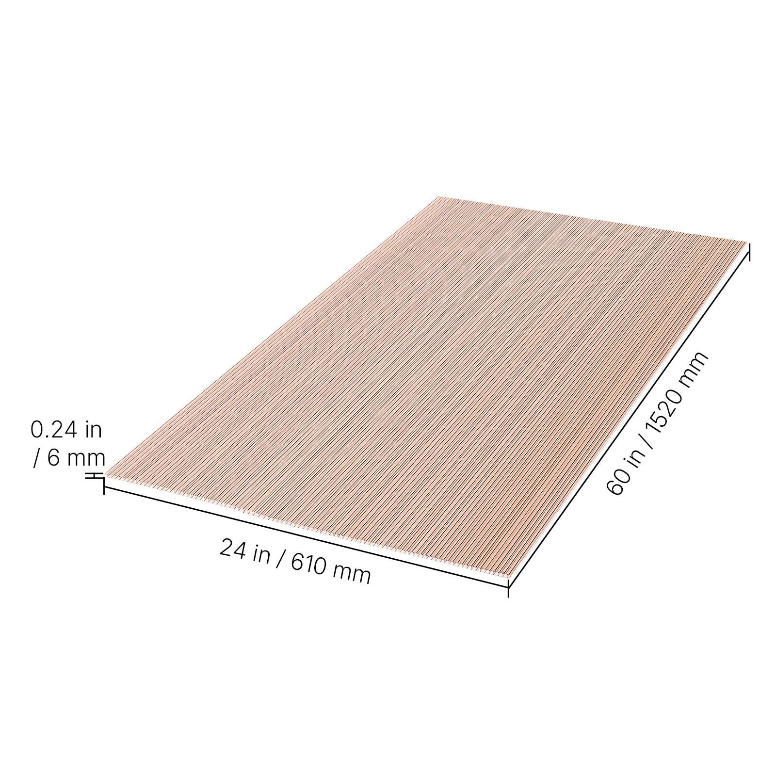 0.24 in / 6 mm  
24 in / 610 mm  
60 in / 1520 mm