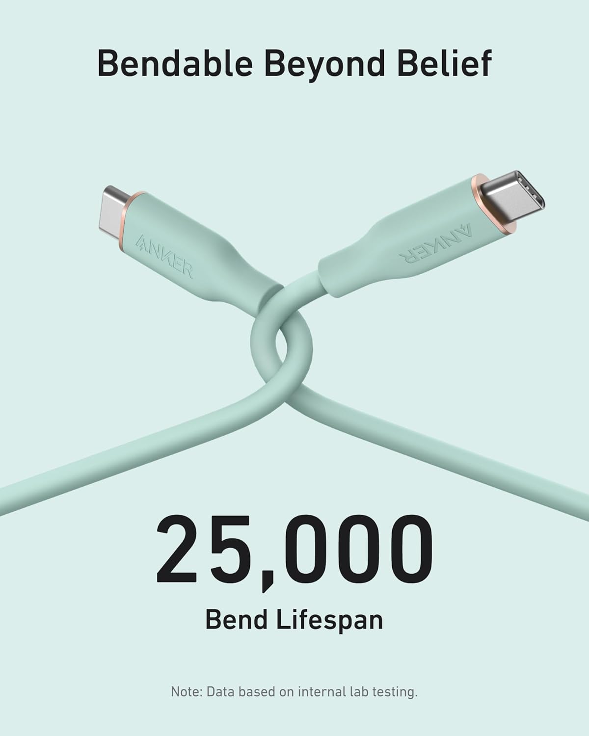 Bendable Beyond Belief  
ANKER  
25,000 Bend Lifespan  
Note: Data based on internal lab testing.
