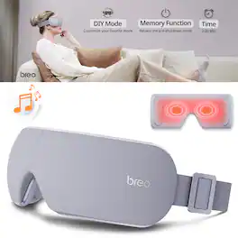 BREO - Eye Massager with Heat & 7 Massage Modes, Smart Sleep Mask for Relaxation & Strain Relief - Gray