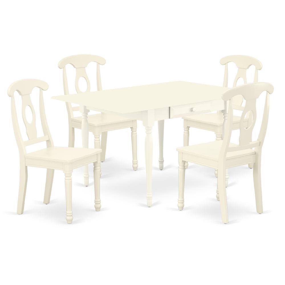 Left. East West Furniture - Dining Room Set Linen White - Brown.