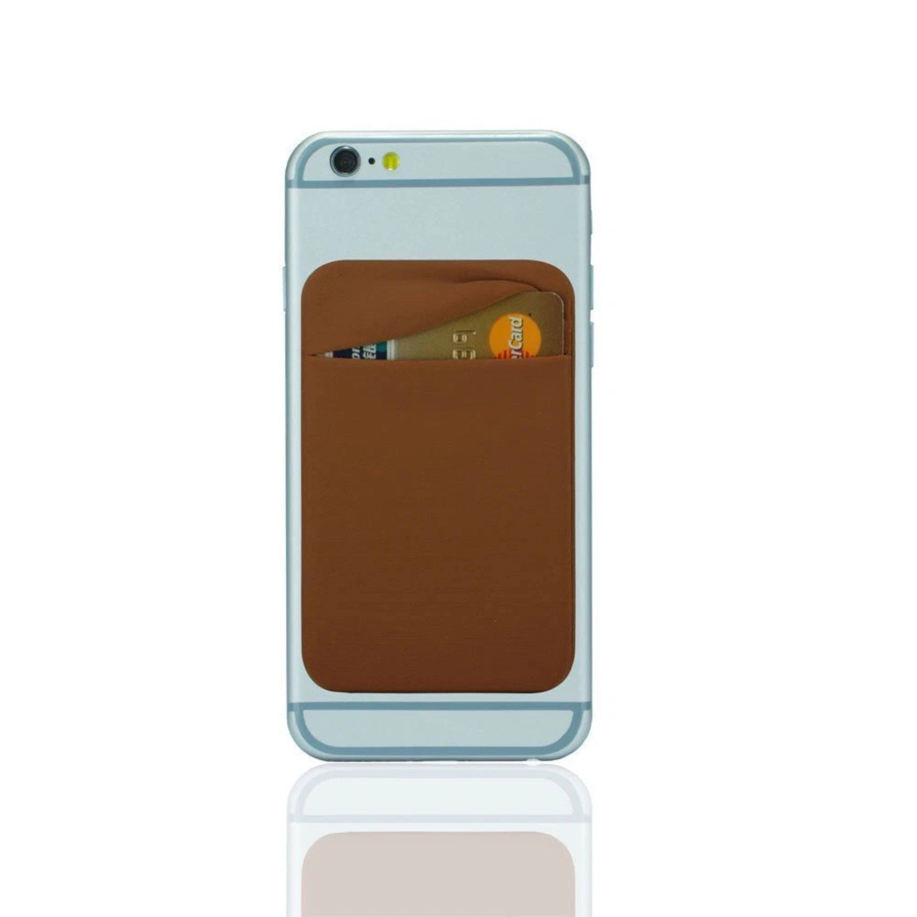 Angle. Kitcheniva - Universal Adhesive Pocket Stick-On Wallet For Cell Phone - Brown.