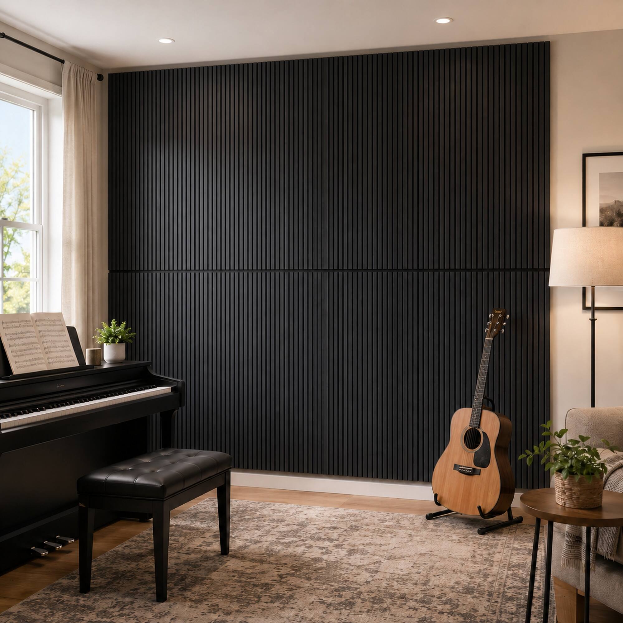 Alt View 3. Boyel Living - 4-Pack 23.62-in x 45.27-in Natural 3D Fluted Acoustic Slat Wall Panel - Natural.