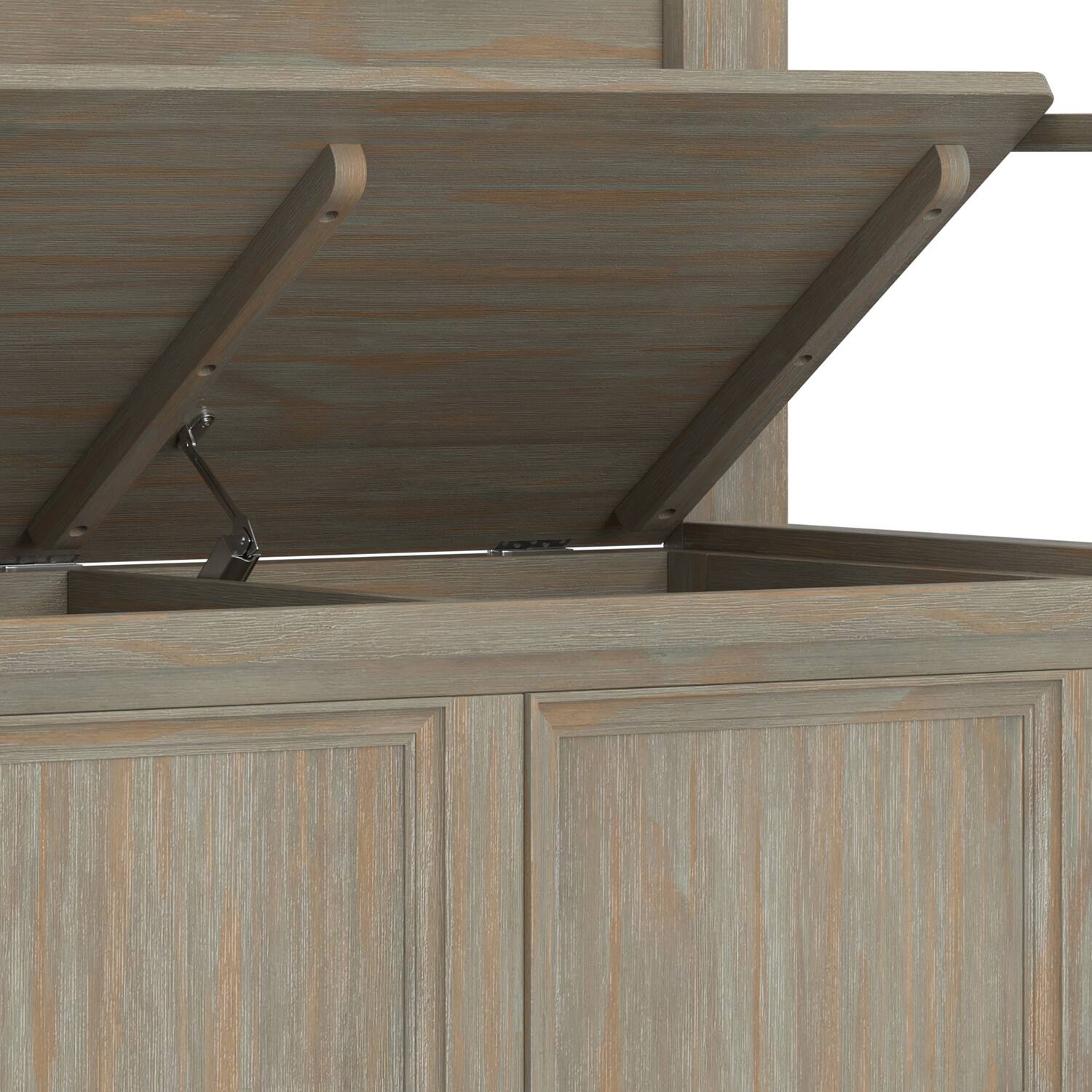 Alt View 5. Simpli Home - Amherst Solid Wood 36 inch Wide Transitional Entryway Storage Bench in Distressed Grey - Distressed Grey.