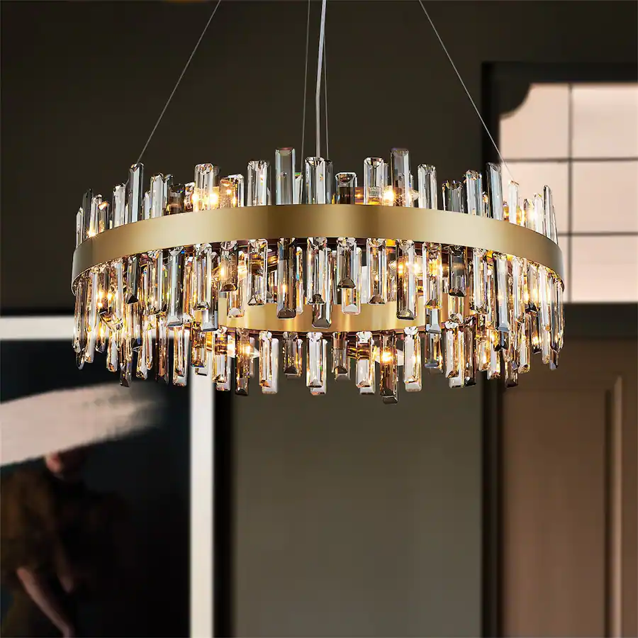 Siljoy 12 Light Luxury 2 Tier K9 Crystal Raindrop Chandelier, 19.7 ...