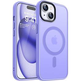 Entronix - Magnetic Phone Case for iPhone 14 Plus - Translucent Frosted Matte Finish - Purple