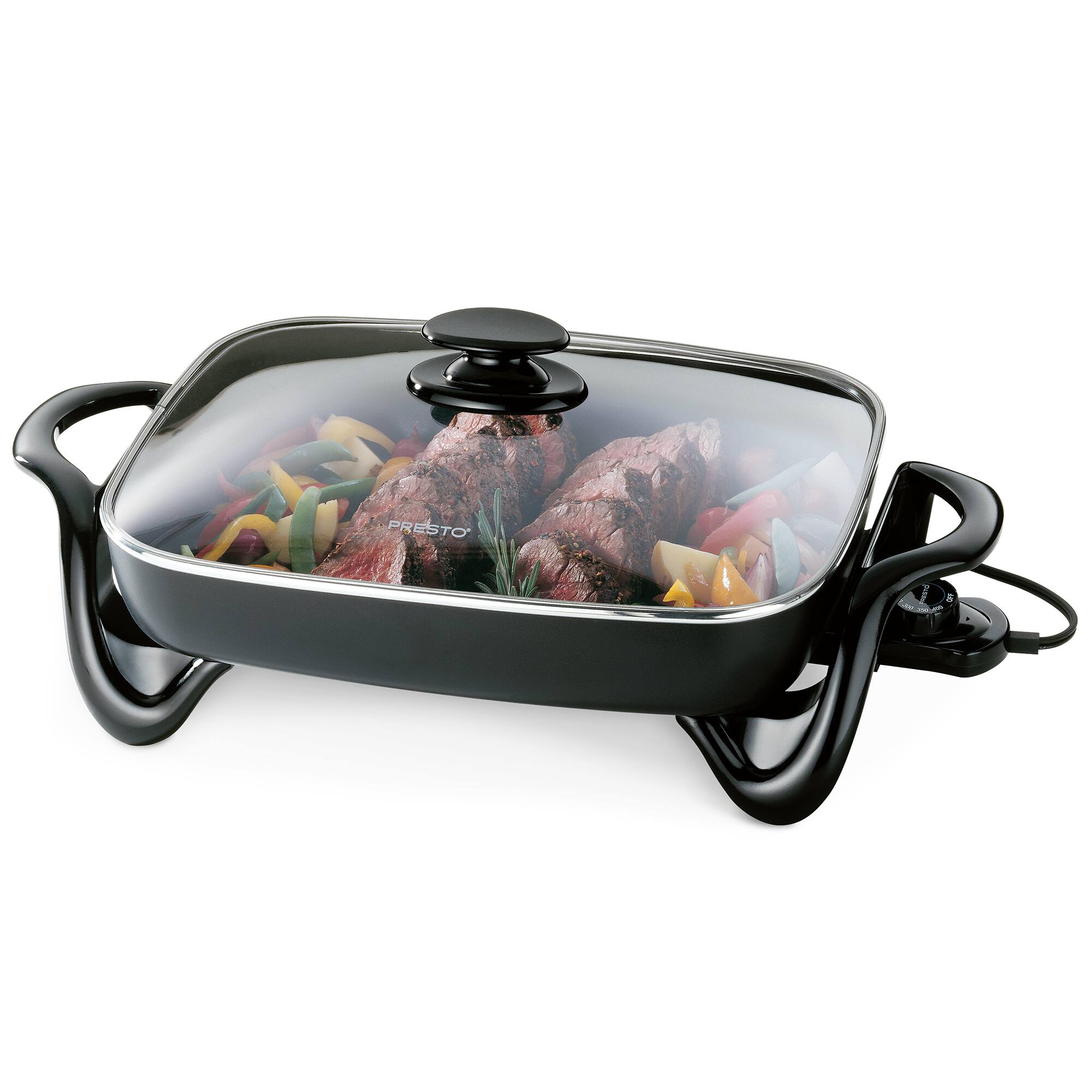 Alt View 8. Presto - Presto Electric Skillet with Glass Lid, Nonstick Multi-Cooker, 16 Inch, Black - Black.