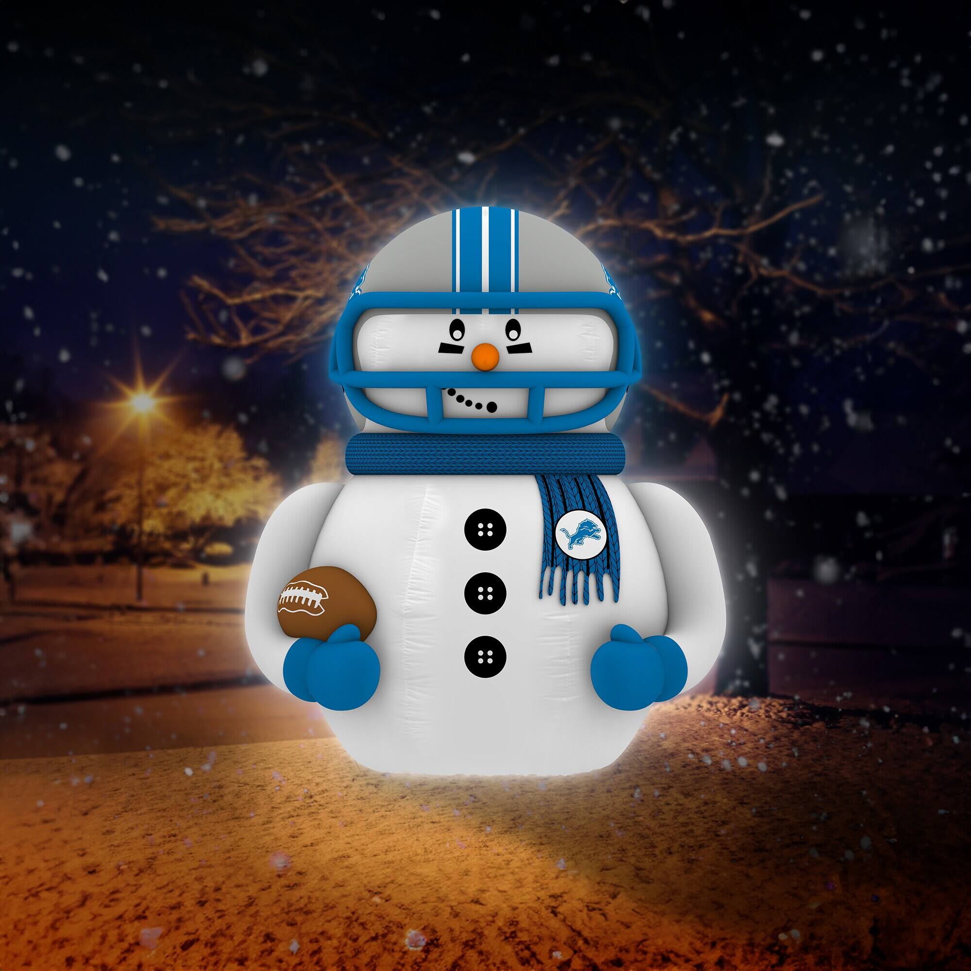 Alt View 3. Sporticulture - Detroit Lions 7' Inflatable Snowman Player - Gray.