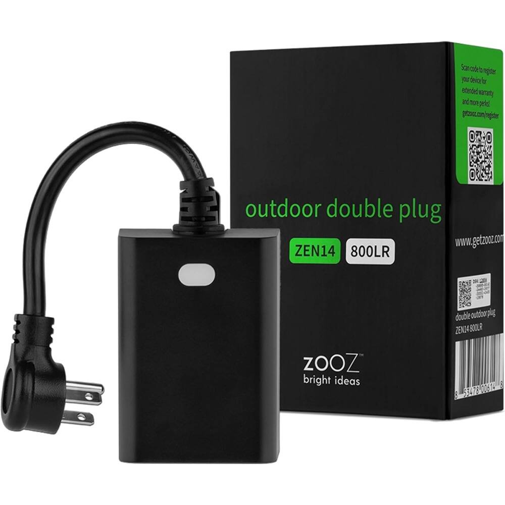 Scan code to register your device for extended warranty and more perks! getzooz.com/register

outdoor double plug

ZEN14 800LR

www.getzooz.com

ZOOZ bright ideas

double outdoor plug ZEN14 800LR