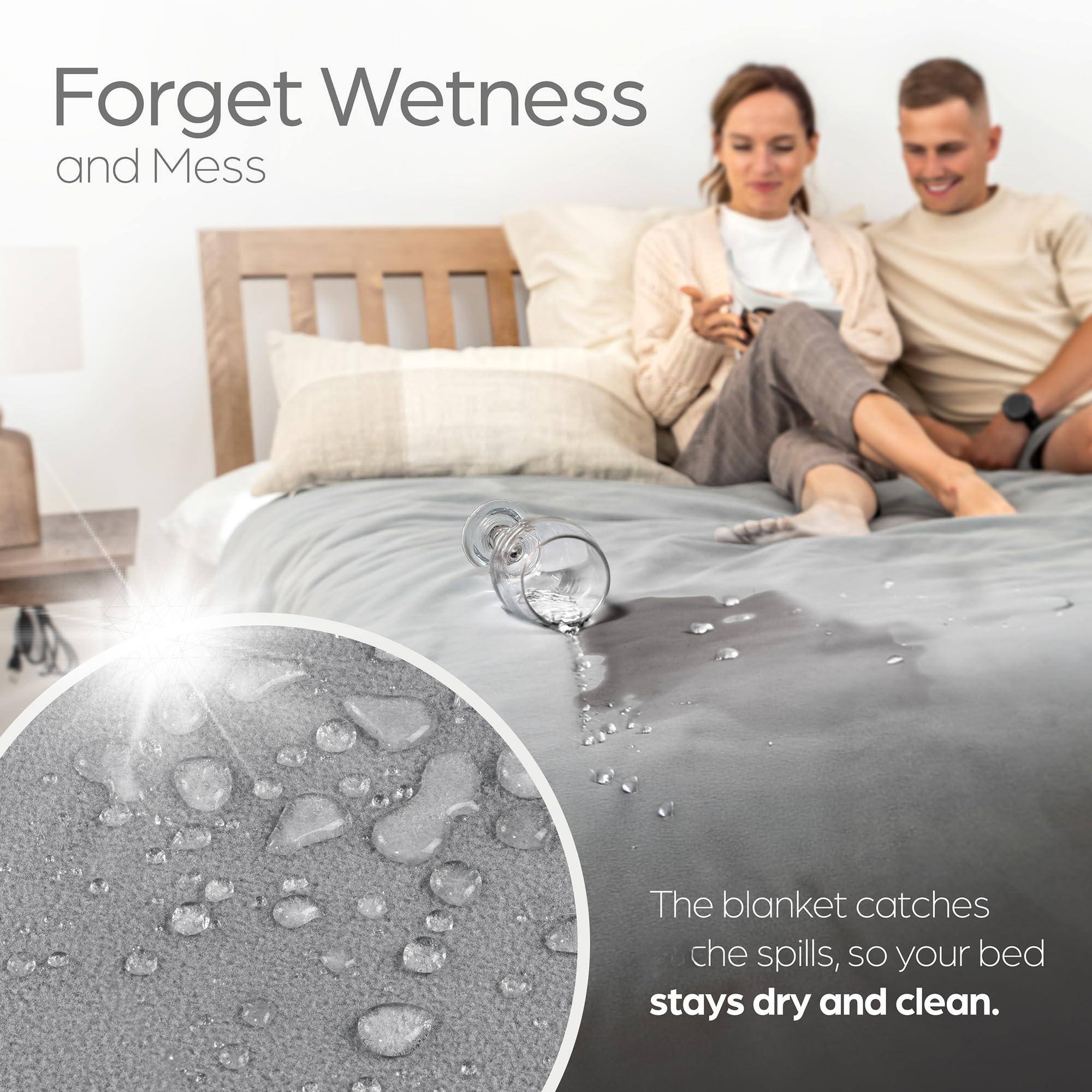 Forget Wetness and Mess

The blanket catches the spills, so your bed stays dry and clean.