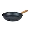 Front. Alva - Alva Forest Carbon Steel Frying Pan 9.5" - Acacia Wood Handle, Pre-Seasoned and Toxin-Free Cookware - Blue.