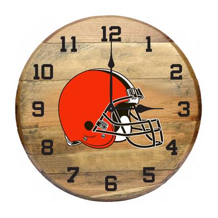 Front. Imperial - Cleveland Browns Oak Barrel Clock - Multicolor.