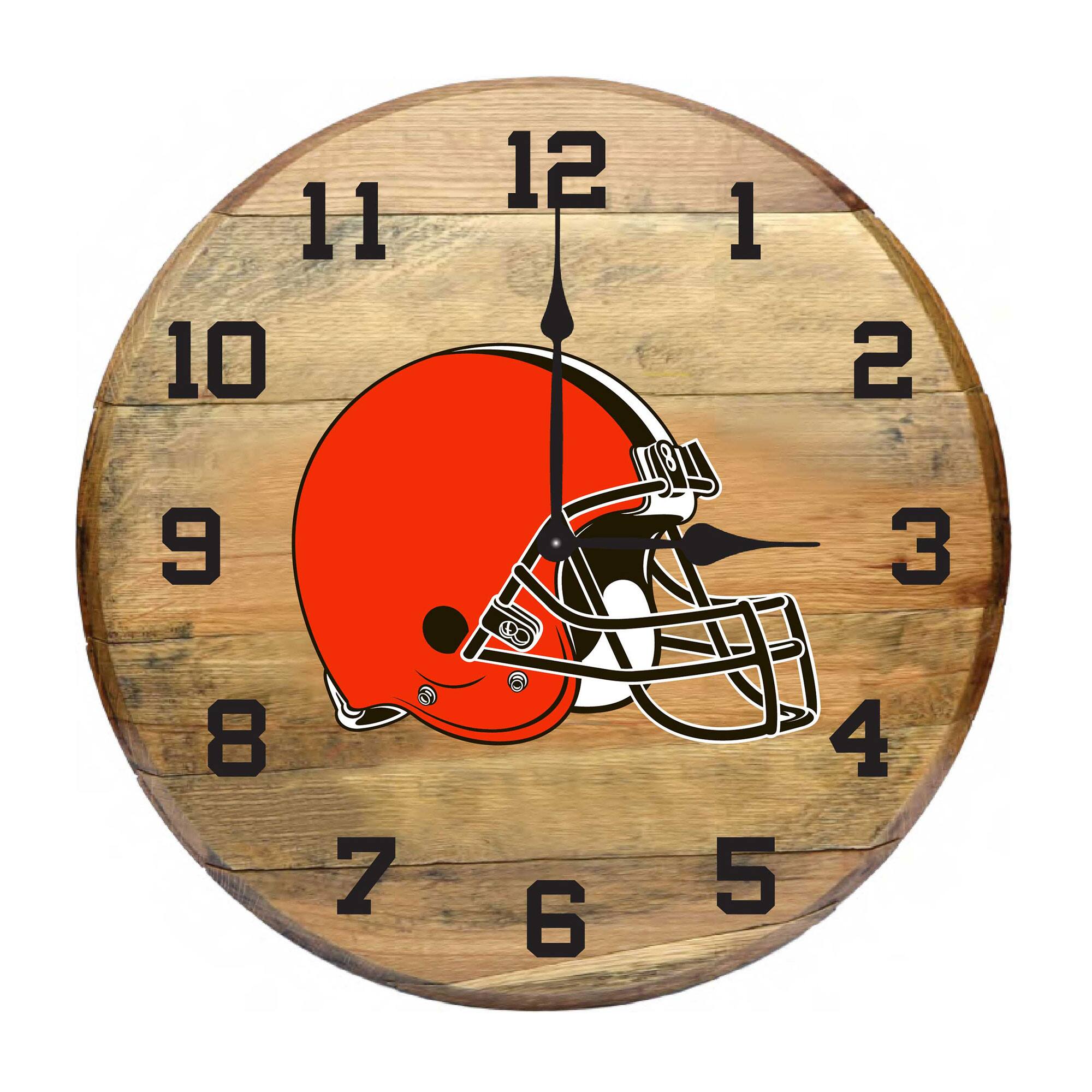 Front. Imperial - Cleveland Browns Oak Barrel Clock - Multicolor.