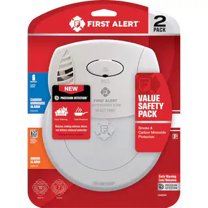 FIRST ALERT 2 PACK TEST SILENCE SATTERY ... - CARBON MONOXIDE ALARM C0400 MOVE 01 FRESH AIR NEW F PRECISION DETECTION FIRST ALERT CARBON MONOXIDE ALARM DO NOT PAINT Early Warning Less Nuisance F VALUE SAFETY PACK 10 TEAR EON e a2 2 a ar Reduces cooking nuisance alarms and delivers advanced protection MEETS NEW INDUSTRY STANDARDS F Smoke & Carbon Monoxide Protection P SMOKE ALARM SM210 10 YEAR LIM 10 FD WEANRRAY PM210 YEAR LIMITEO 7 TEO WARRAN C0400 DO NOT PAINT Early Warning Less Nuisance PRECISION DETECTION 1046743