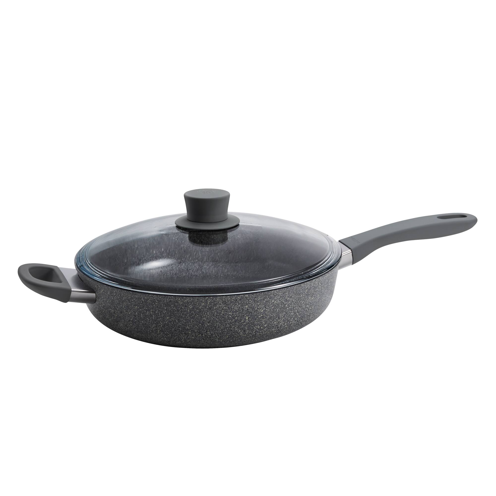 Front. ZWILLING - ZWILLING Parma Plus Ceramic 3.9-qt Aluminum Ceramic Nonstick Sauté Pan with Lid & Helper Handle - Grey.