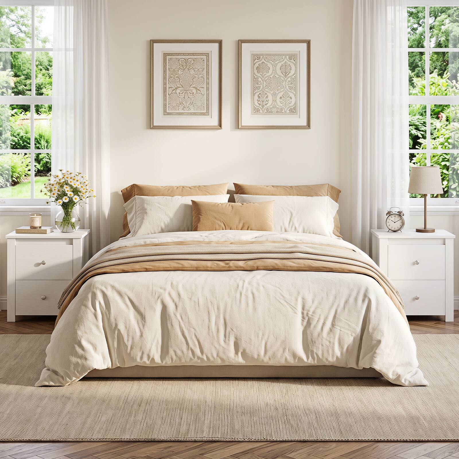Alt View 1. Gymax - Gymax 2PCS Modern Nightstand w/ Storage 2 Drawers and Support Legs for Bedroom White - White.