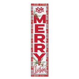 Jardine - New Mexico Lobos 12'' x 48'' Outdoor Merry Christmas Leaner - White