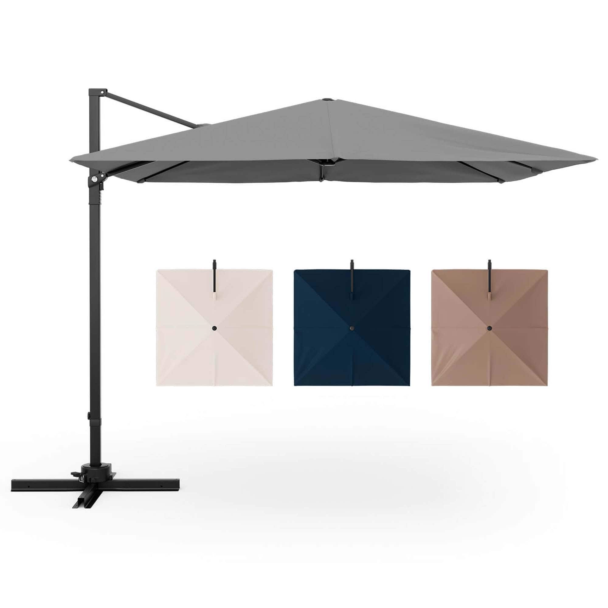 Alt View 9. Costway - Patio 9.5FT Square Cantilever Offset Hanging Umbrella 2-Tier 360° Outdoor - Gray.