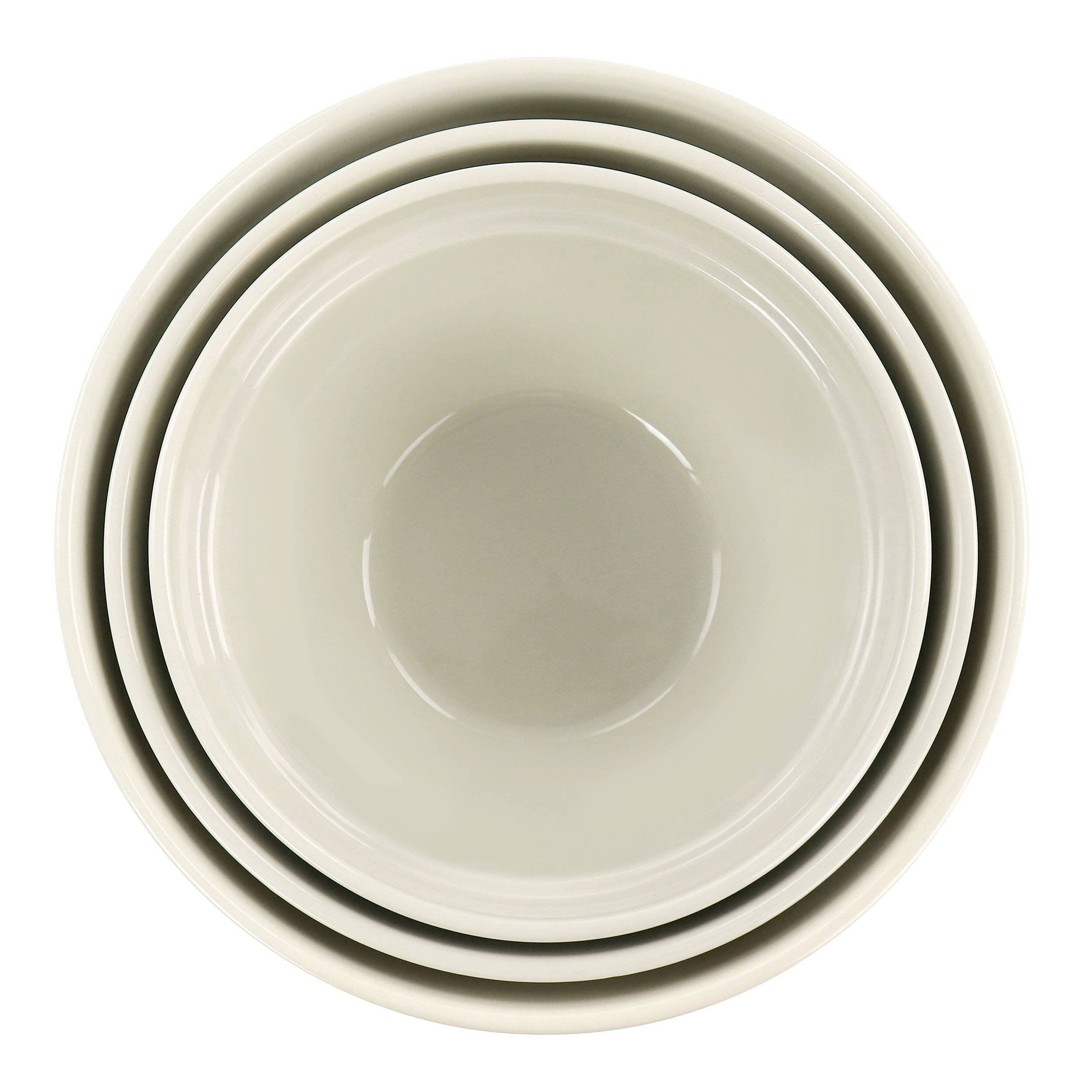 Alt View 4. Martha Stewart - Martha Stewart Broadbrook 3 Piece Stoneware Mixing Bowl Set in Linen - White.