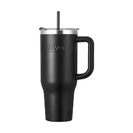VEVOR - 40 oz Insulated Water Bottle, Stainless Steel Sports Coffee Cup with Lid, Handheld Travel Coffee Mug Double Walled - Black Body, Transparent AS Lid