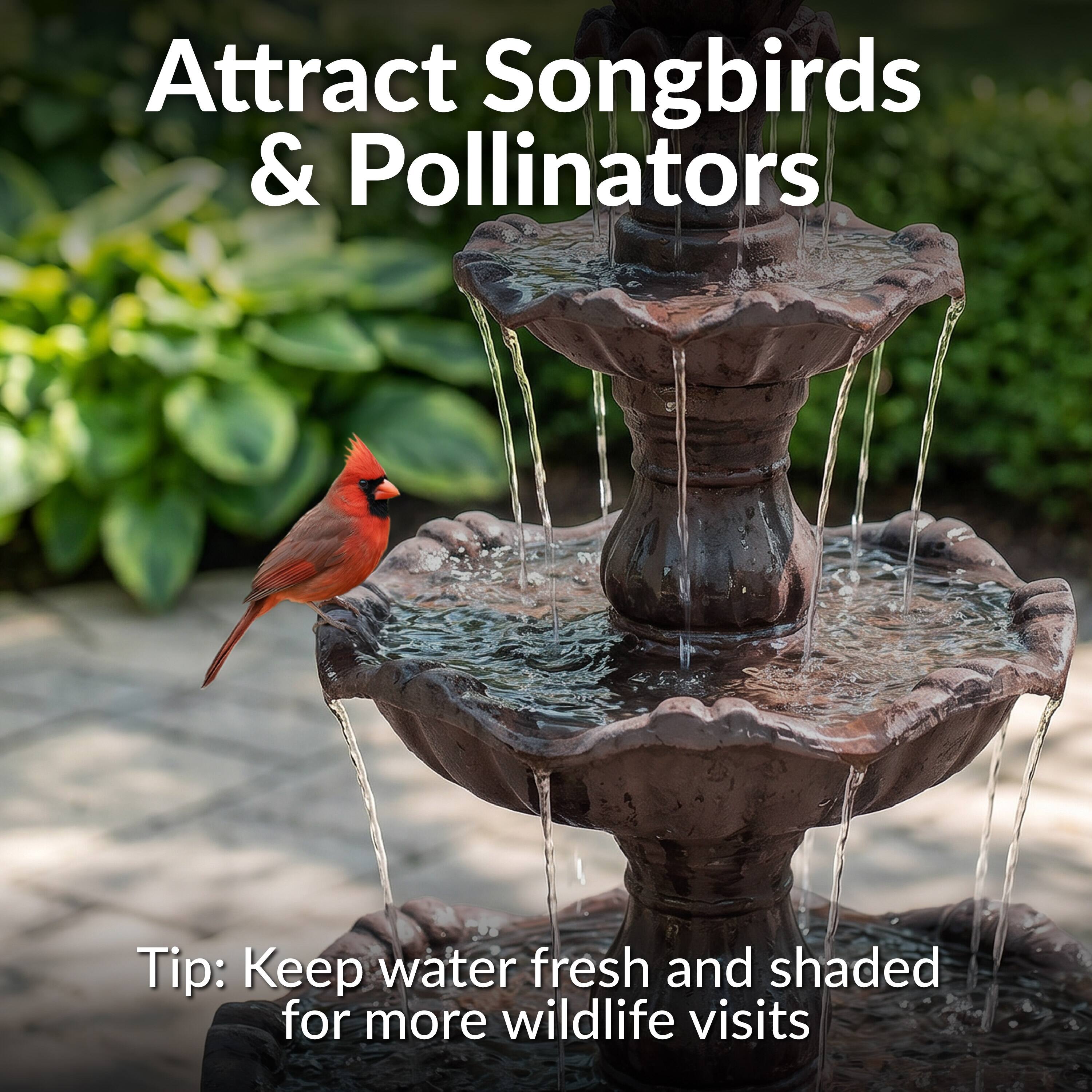 Attract Songbirds & Pollinators

Tip: Keep water fresh and shaded for more wildlife visits