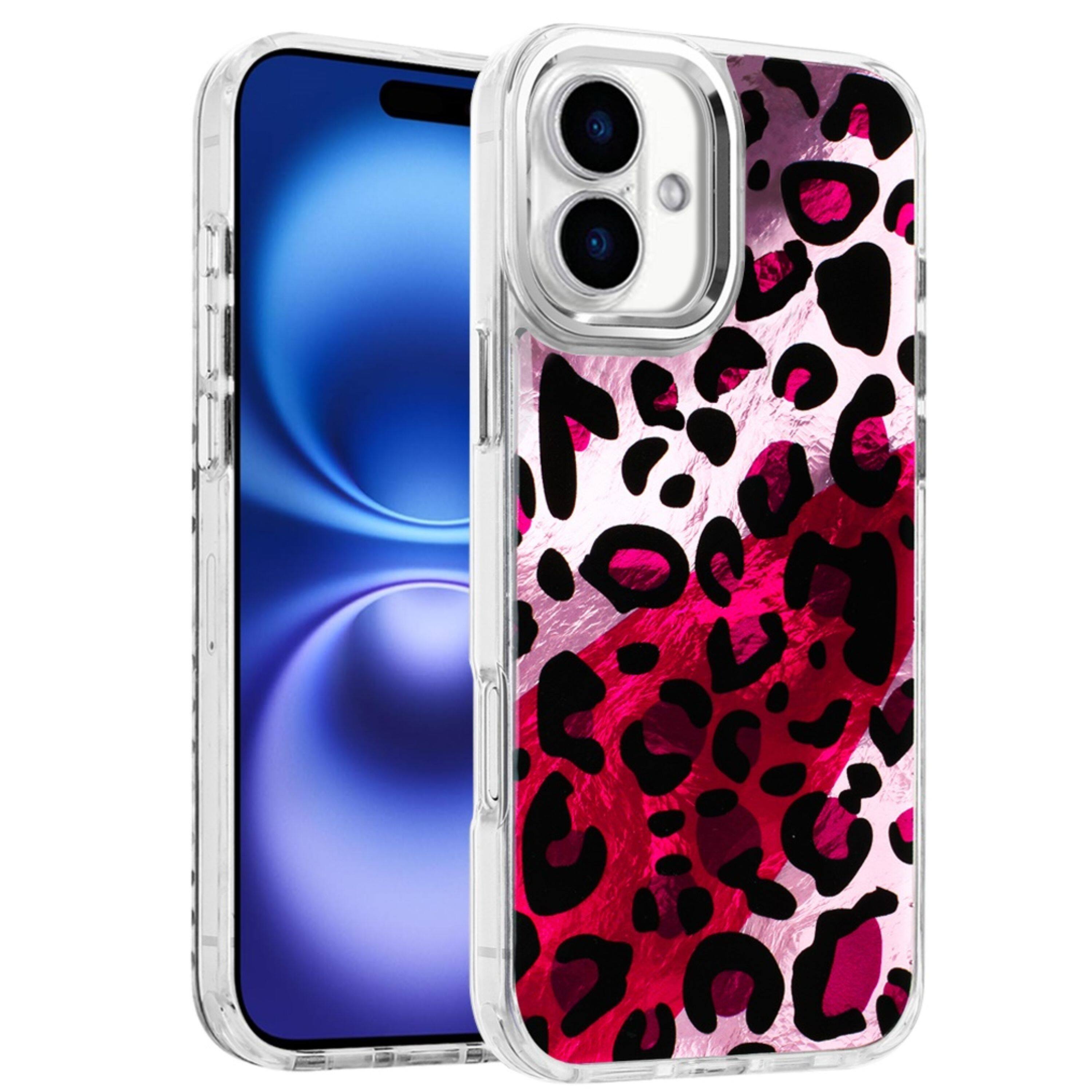 Left. Kitcheniva - Cute In Mold Design Cover Metallic Buttons Plus Tempered Glass For iPhone 17 4 - Multicolor.