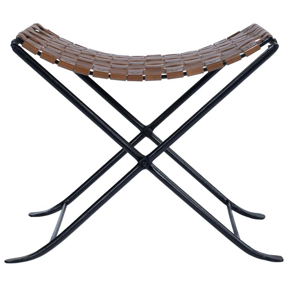 Alt View 2. Butler Specialty - Karma Woven Leather Stool - Medium Brown.