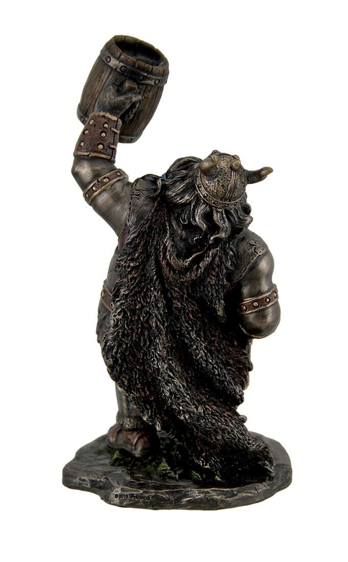 Alt View 2. Veronese Design - Viking Warrior Toasting the Dead Statue Figurine - Brown.