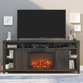 Lirago - 23 inch Ultra Thin Electric Fireplace Insert Freestanding Portable Design with Realistic Flame Remote Control Black