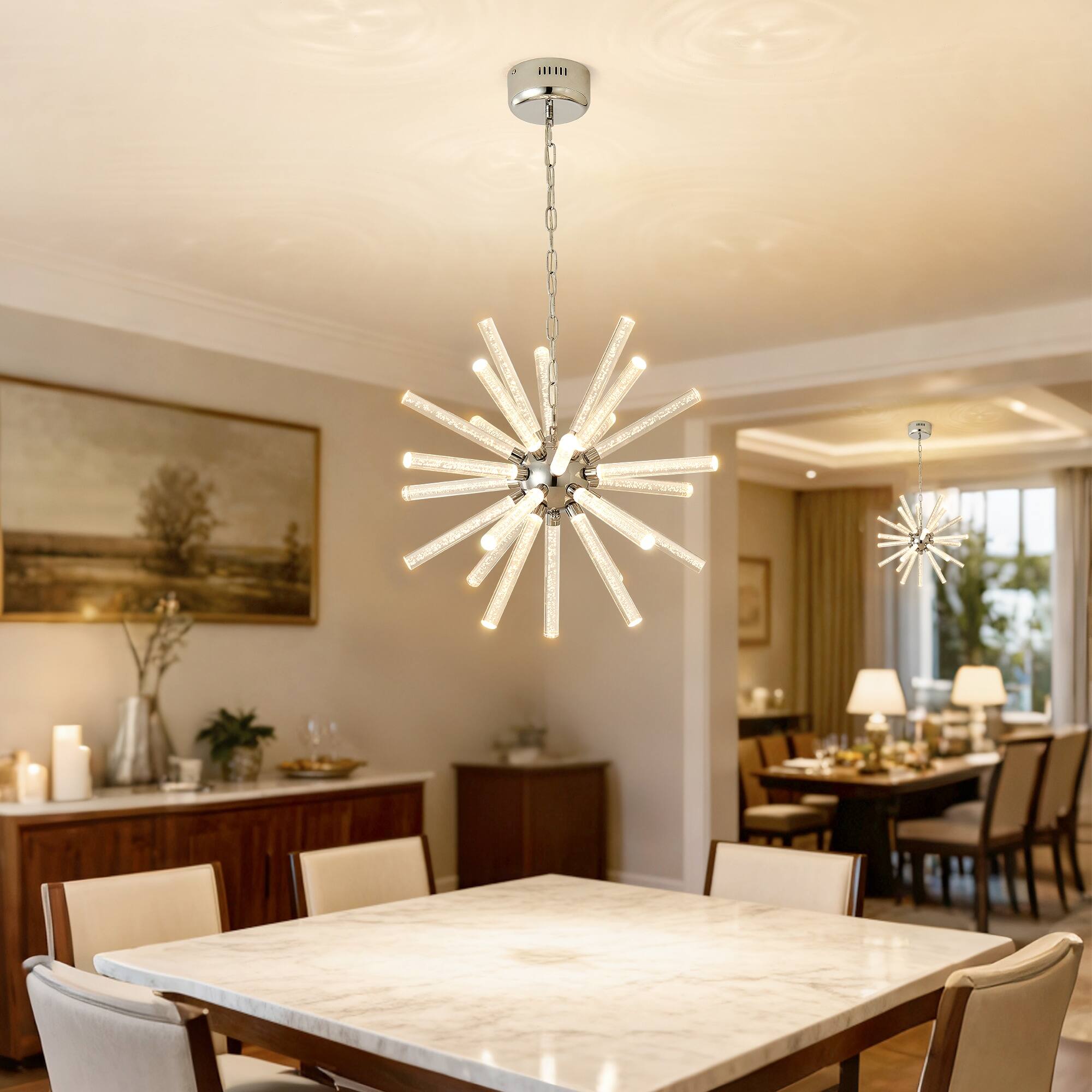Alt View 1. Boyel Living - 24 Light Bubble Pillar Chandelier Adjustable Pendant Lights Living Room Dining Room.