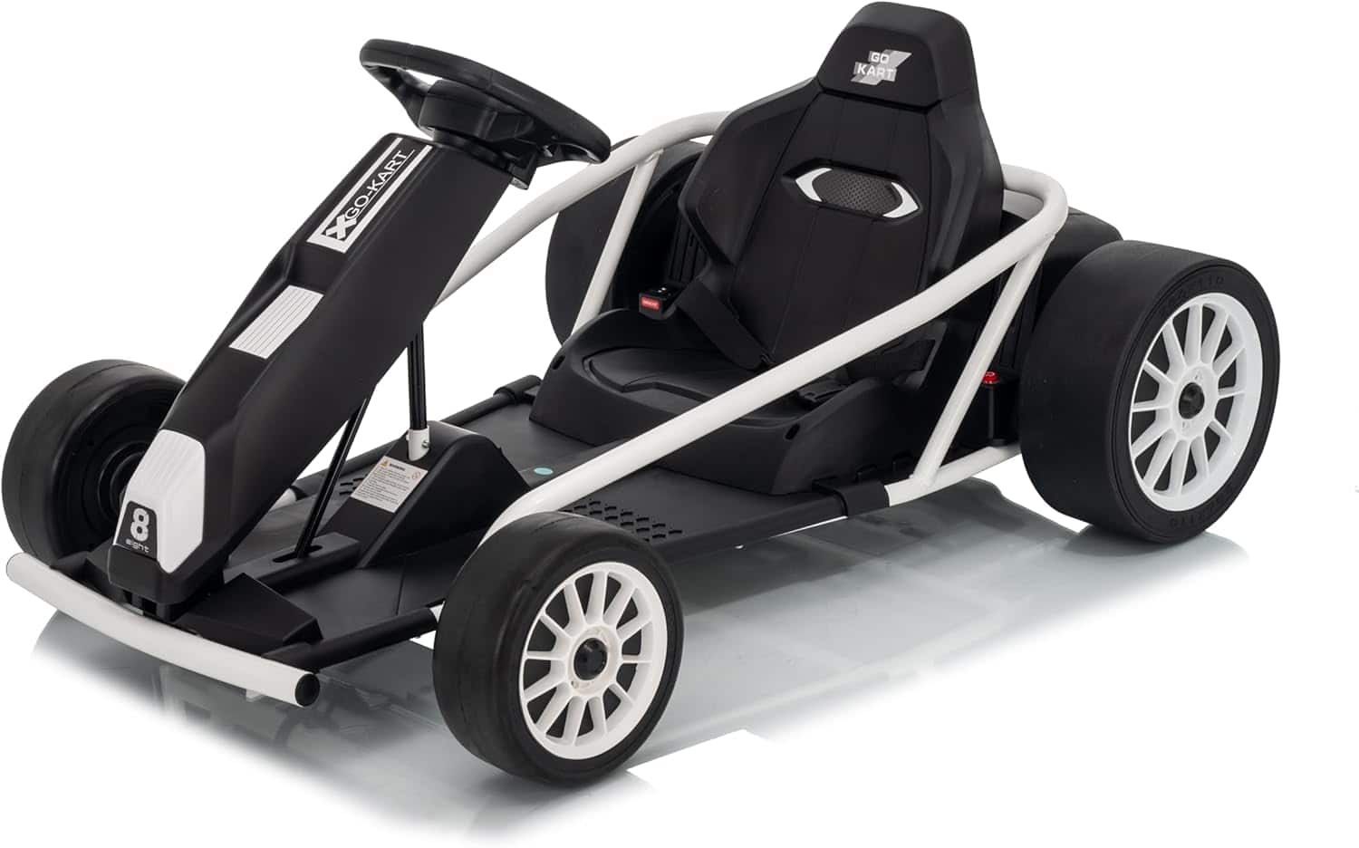 Maxxis Merch - Ride On Go Kart for Kids, 24V 9Ah Battery 2x300W Motors, 8MPH Fast Drifting Circling Car - White