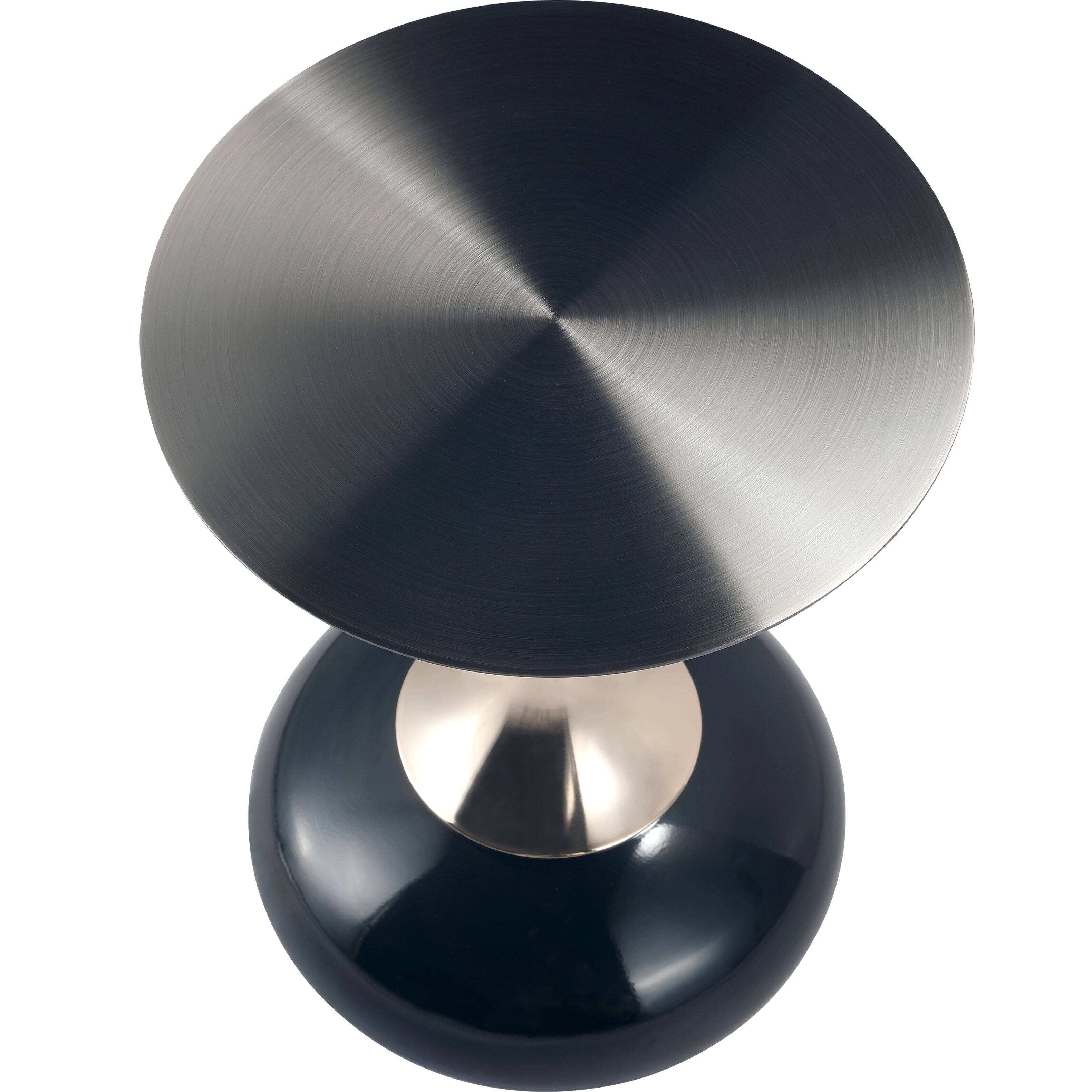 Alt View 4. LeisureMod - Savoy Black Circular Top End Table with Powder Coated Finish for Living Room/Offices - Shiny Black.