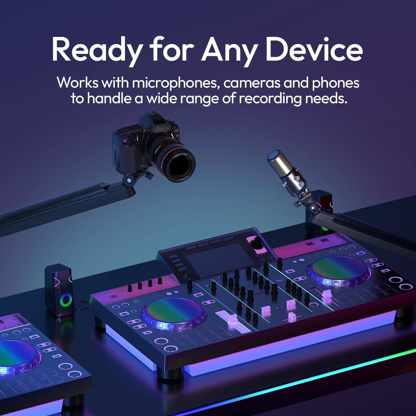 Ready for Any Device

Works with microphones, cameras and phones to handle a wide range of recording needs.