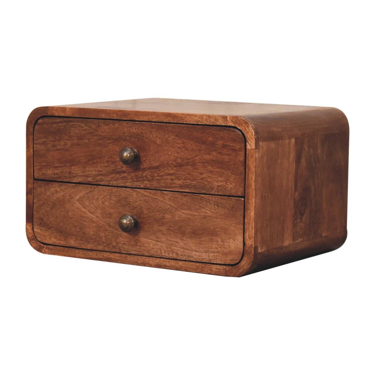 Angle. Artisan Furniture - Artisan Furniture Solid Wood Honey Caramel Floating Bedside, 2 Drawer, Light Brown - Caramel.
