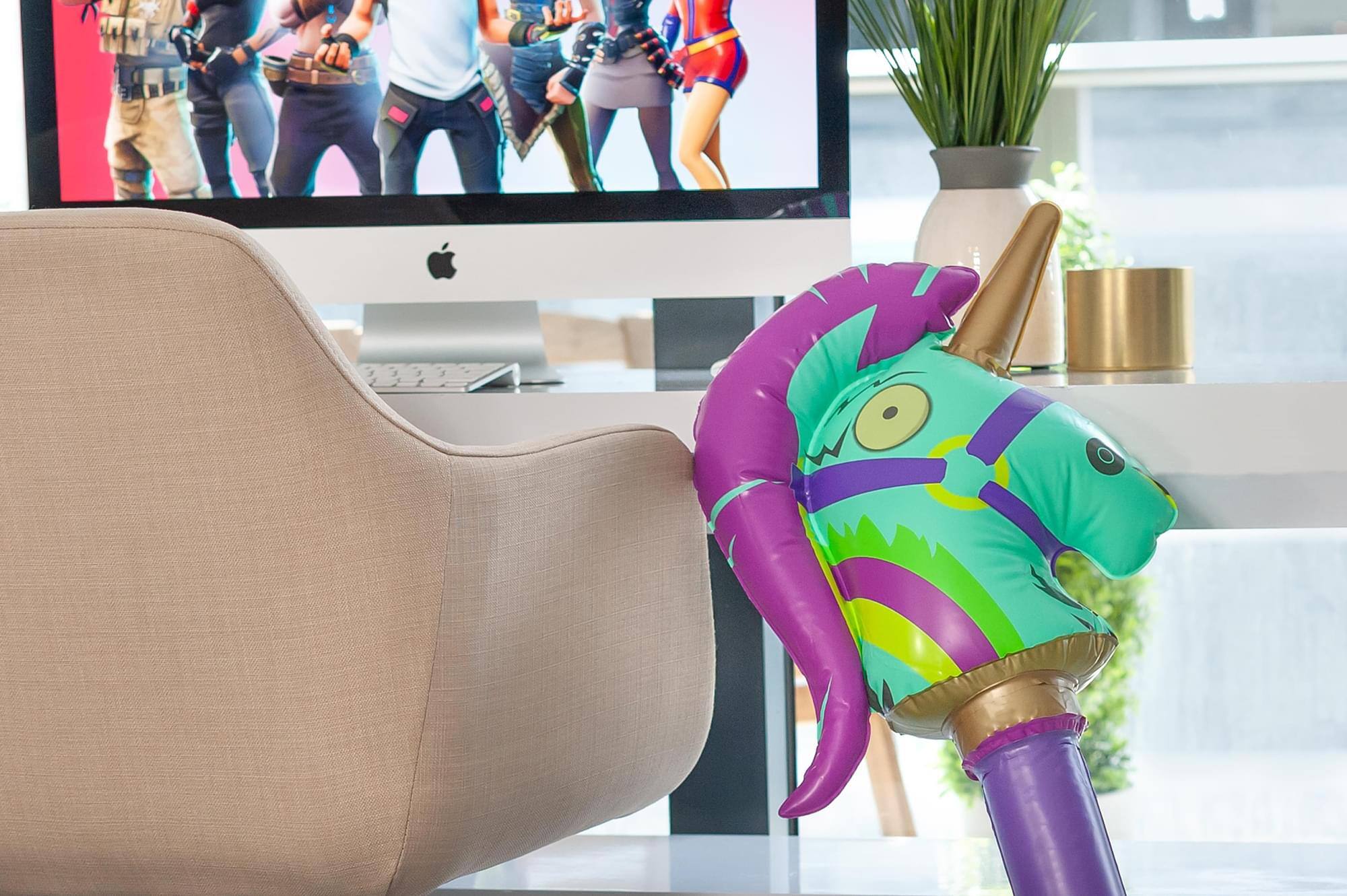 Alt View 4. Rubies - Fortnite Rainbow Smash Skin Inflatable Pickaxe Costume Accessory - Multi-Color.