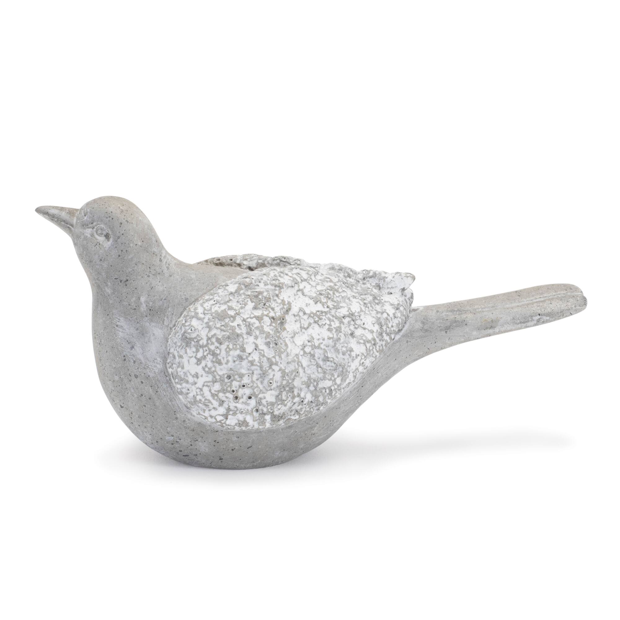 Left. BreeBe - Stone Garden Bird Figurine (Set of 4) - Grey, White.