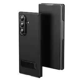 Dteck - Leather Case for Samsung Galaxy Z Fold7 Full Body Magnetic Flip Cover with Kickstand Hinge Protection - Black