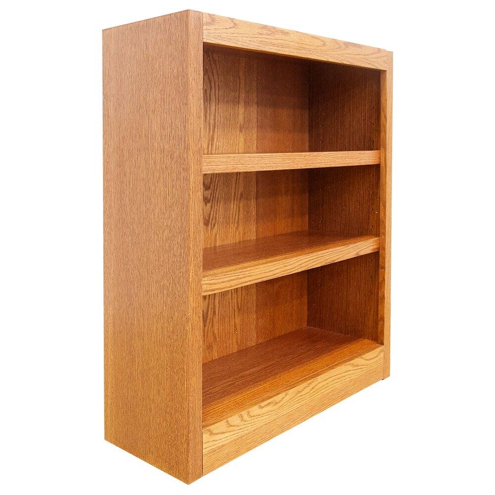 Angle. Concepts in Wood - Single Wide Bookcase 3 Shelves Dry Oak Finish - Brown.