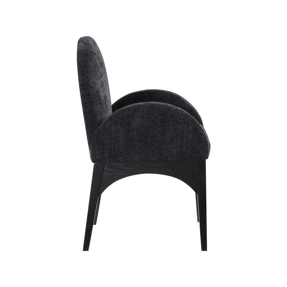 Alt View 3. Meridian Furniture - Waldorf Black Chenille Fabric Dining Chair - Black.